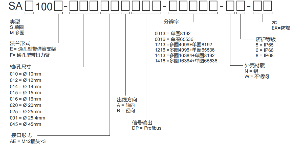 Profibus-DP 通孔絕對值工業編碼器SAS/M100-西威迪